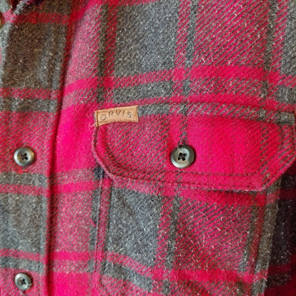 Orvis Men's Heavy Flannel Button Down Pockets - Picture 8 of 12